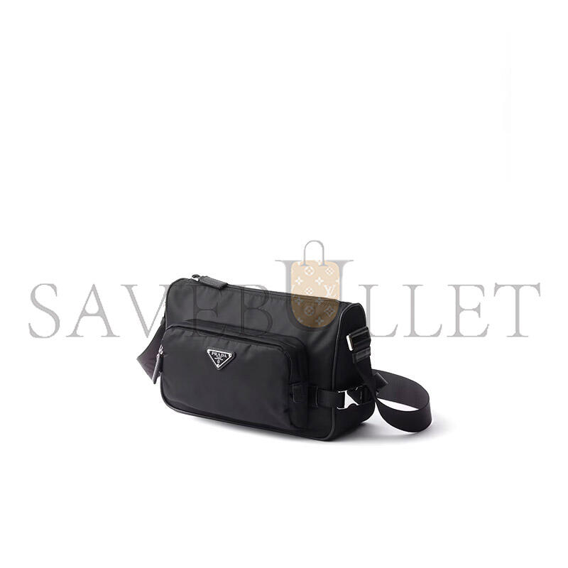 PRADA MEDIUM RE-NYLON AND SAFFIANO LEATHER SHOULDER BAG 2VH192 (28*17.5*10cm)